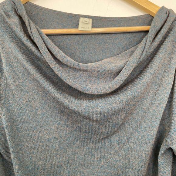 Trouve Blue Brown Oversized Cowl Neck Long Sleeve Sweater Women's Size 1 - Picture 6 of 8